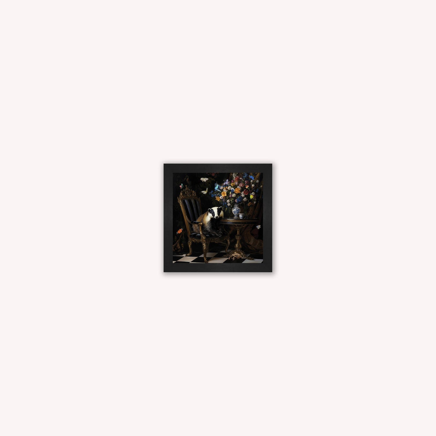 Curiosity Badger at the Stately Home Framed Wall Art