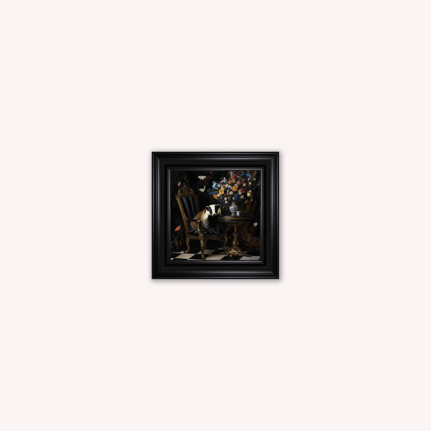 Curiosity Badger at the Stately Home Framed Wall Art