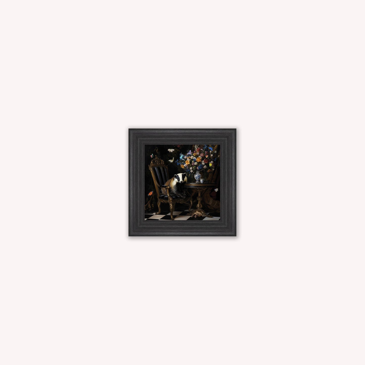 Curiosity Badger at the Stately Home Framed Wall Art