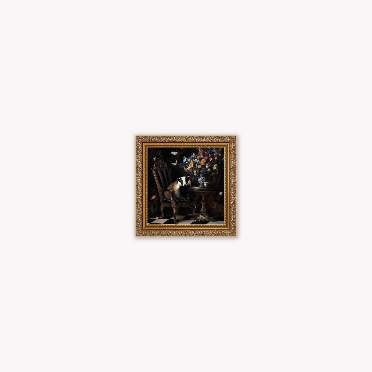 Curiosity Badger at the Stately Home Framed Wall Art