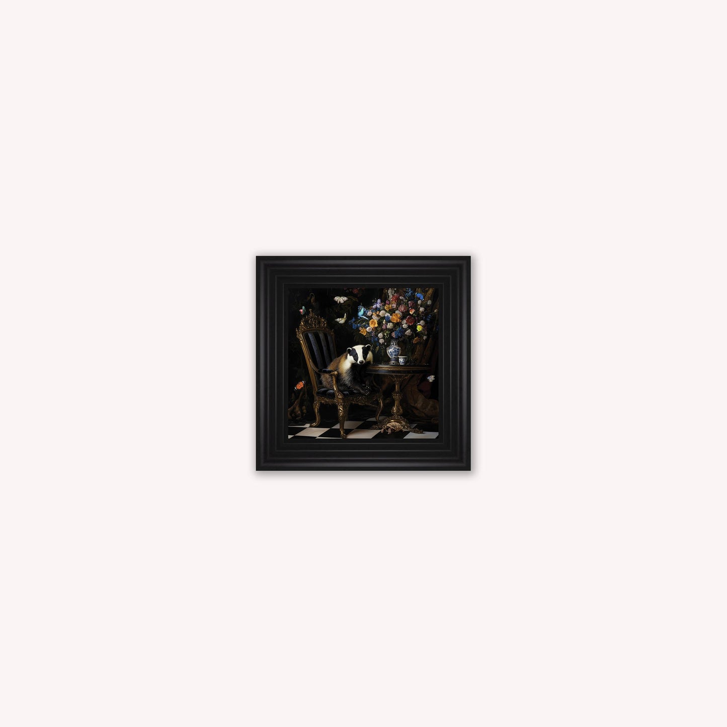 Curiosity Badger at the Stately Home Framed Wall Art