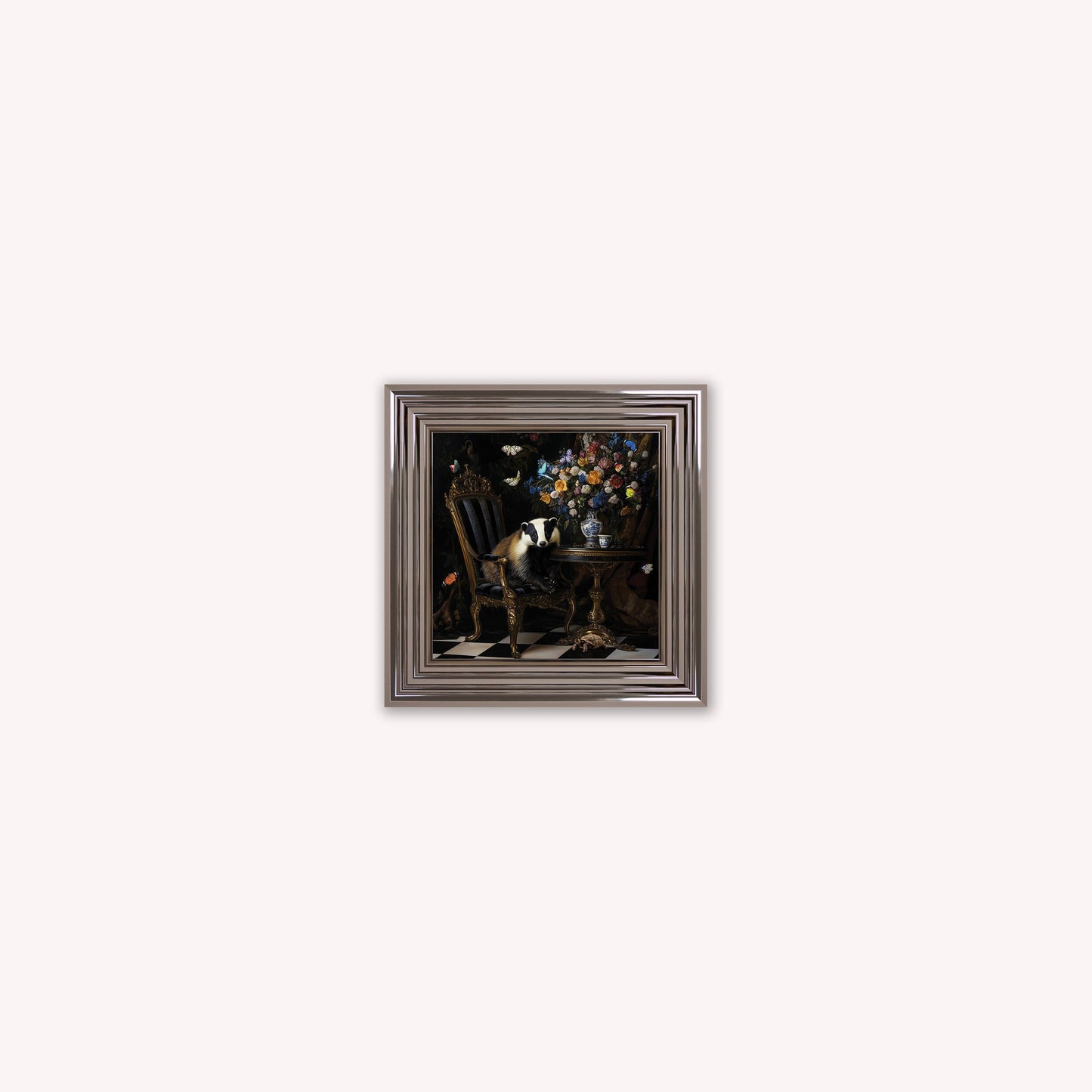 Curiosity Badger at the Stately Home Framed Wall Art