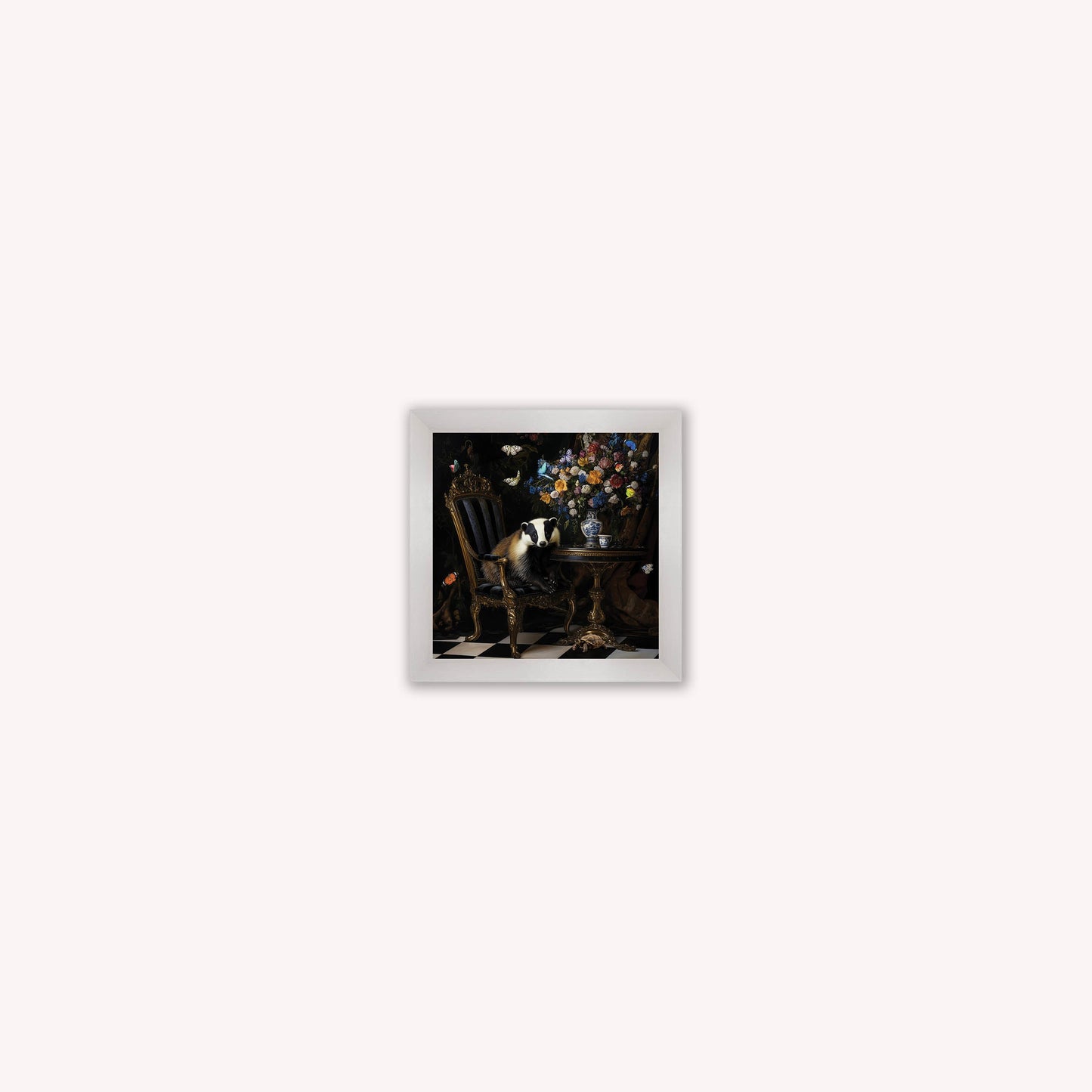 Curiosity Badger at the Stately Home Framed Wall Art