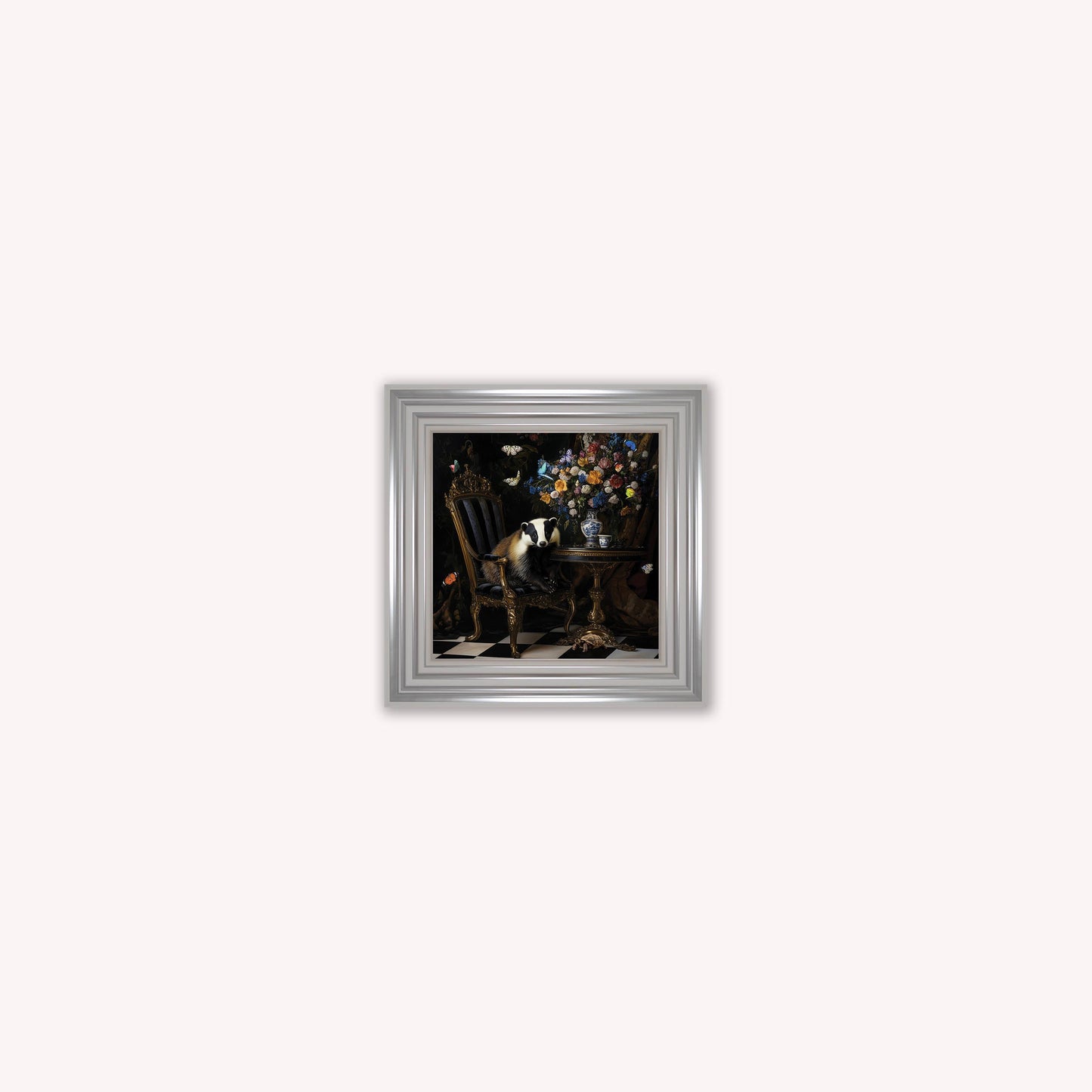 Curiosity Badger at the Stately Home Framed Wall Art