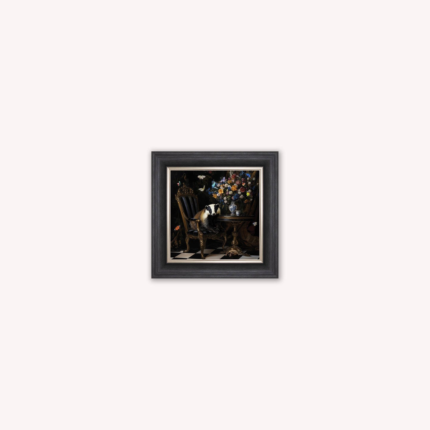 Curiosity Badger at the Stately Home Framed Wall Art