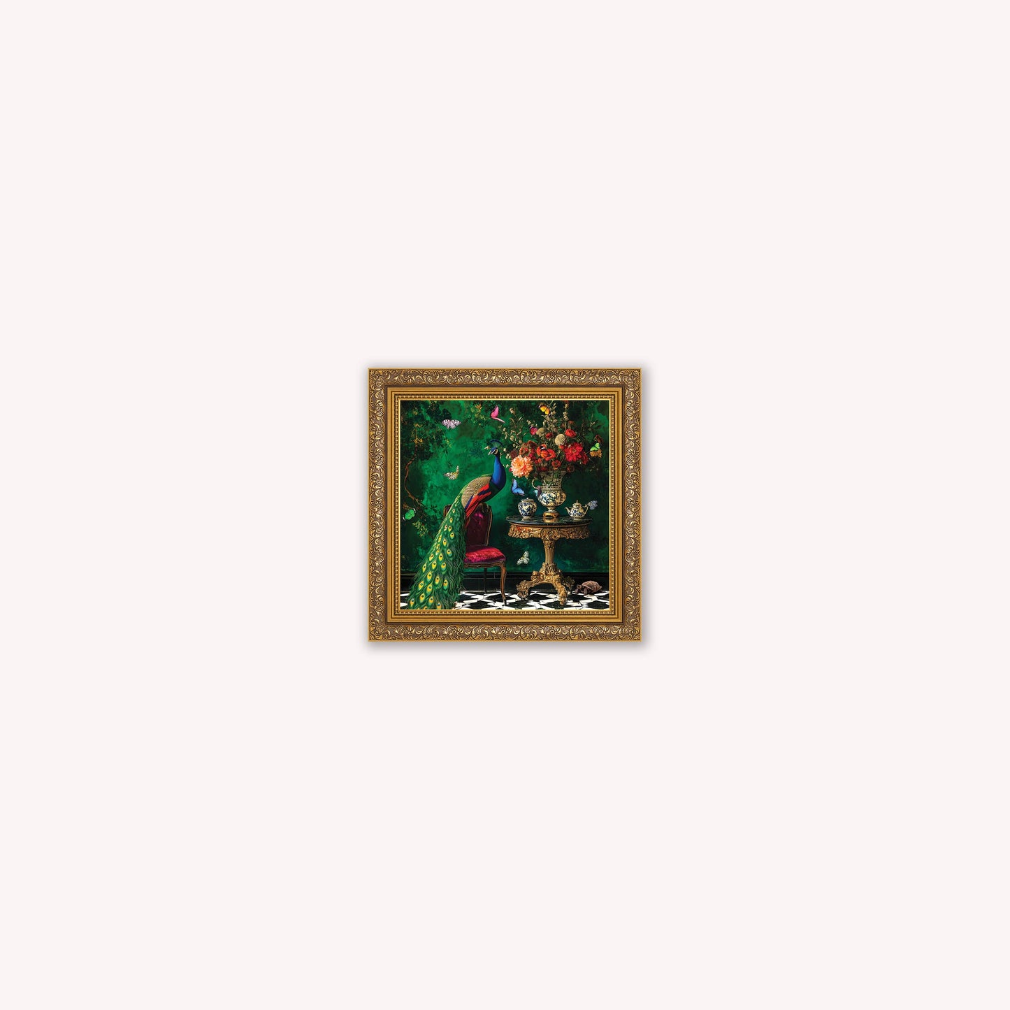 Curiosity Peacock at the Stately Home Framed Wall Art