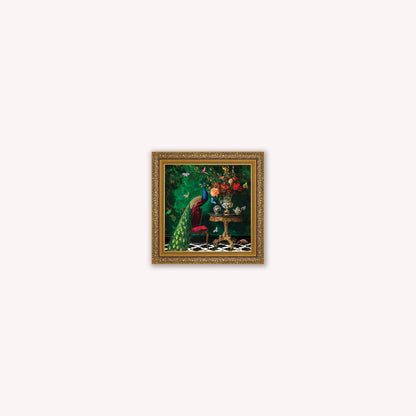 Curiosity Peacock at the Stately Home Framed Wall Art