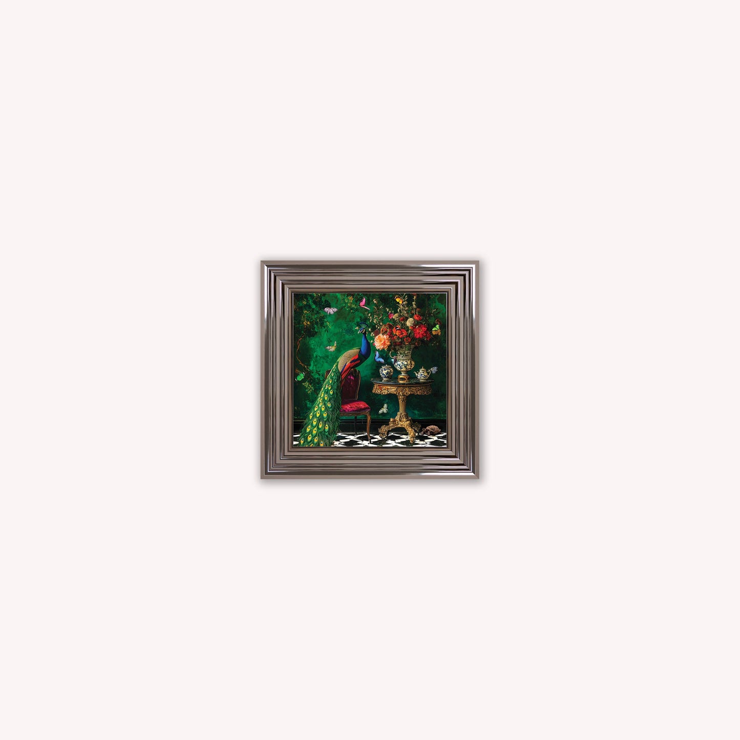 Curiosity Peacock at the Stately Home Framed Wall Art