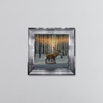 Winter Deer With One Fawn Framed Wall Art