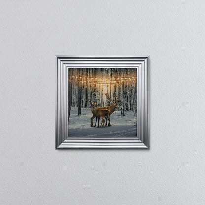 Winter Deer With One Fawn Framed Wall Art