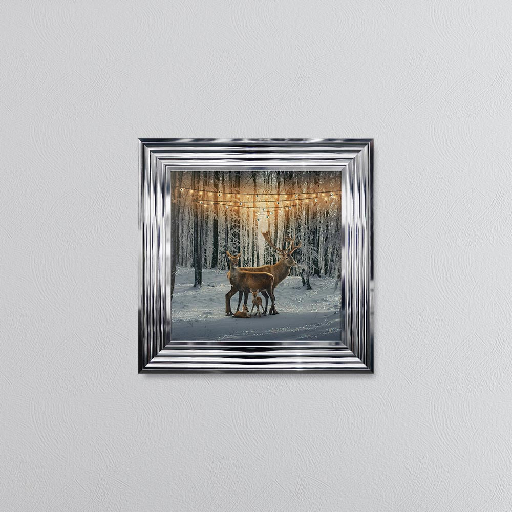 Winter Deer With Two Fawns Framed Wall Art
