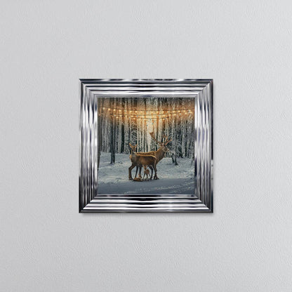 Winter Deer With Two Fawns Framed Wall Art