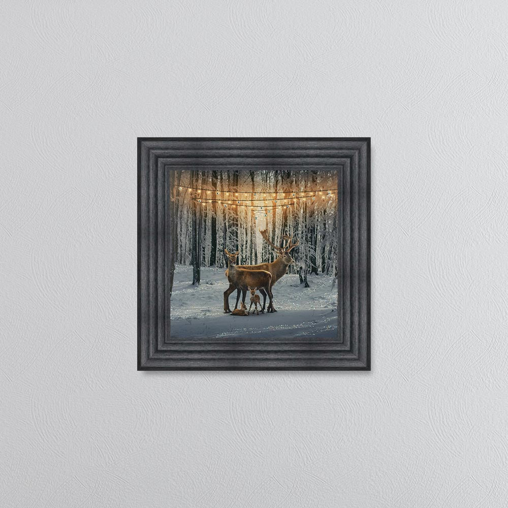 Winter Deer With Two Fawns Framed Wall Art
