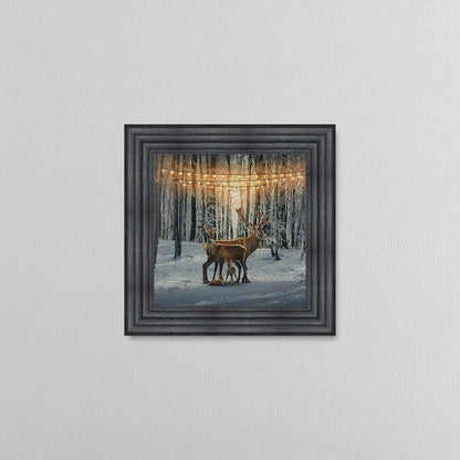 Winter Deer With Two Fawns Framed Wall Art