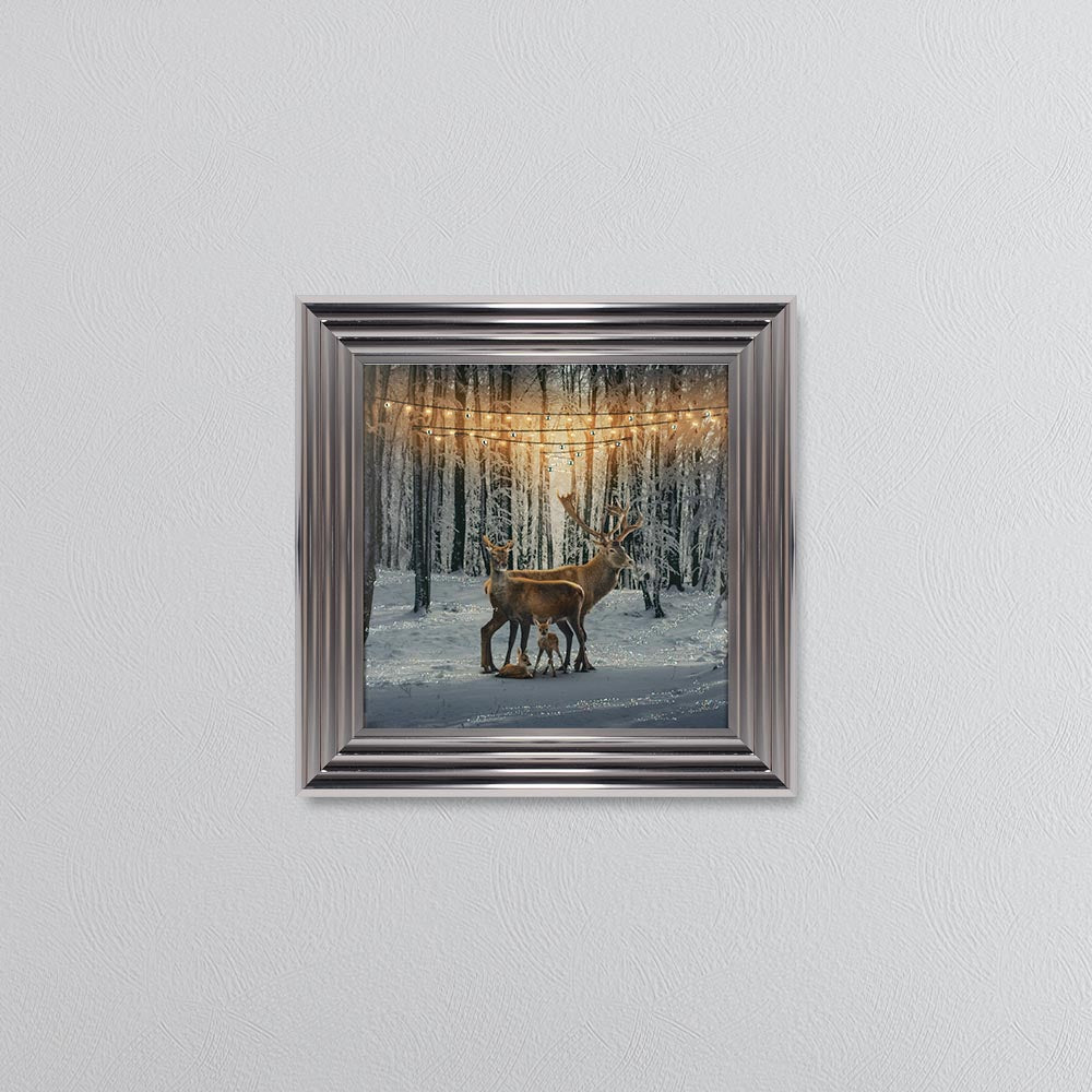 Winter Deer With Two Fawns Framed Wall Art