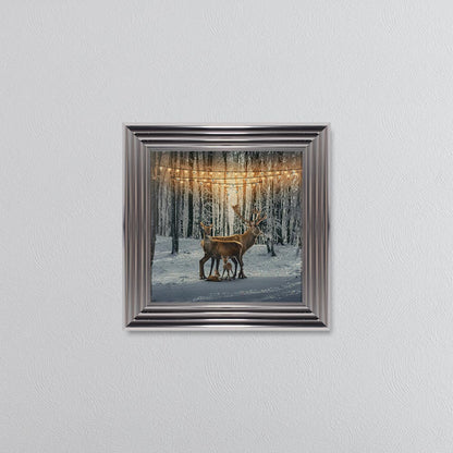 Winter Deer With Two Fawns Framed Wall Art