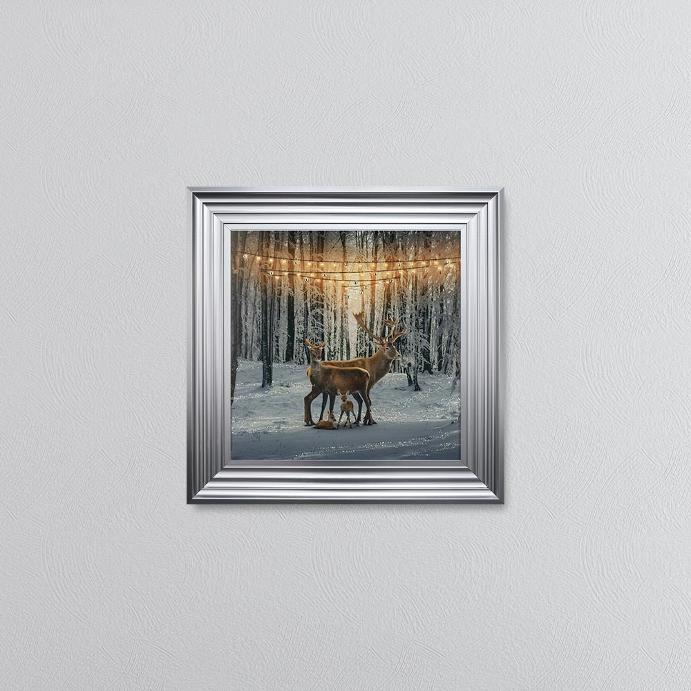Winter Deer With Two Fawns Framed Wall Art