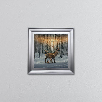 Winter Deer With Two Fawns Framed Wall Art