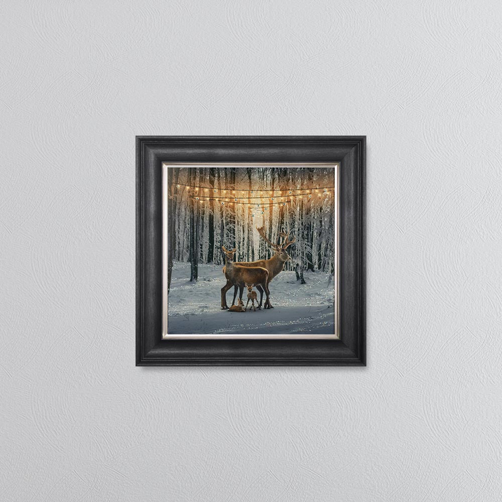 Winter Deer With Two Fawns Framed Wall Art