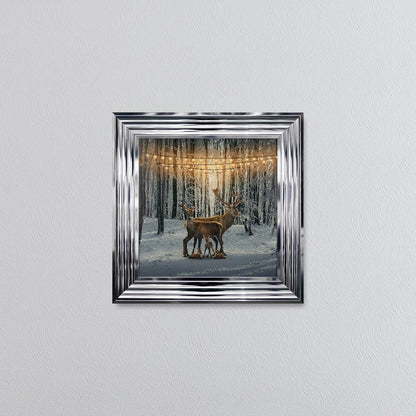 Winter Deer With Three Fawns Framed Wall Art