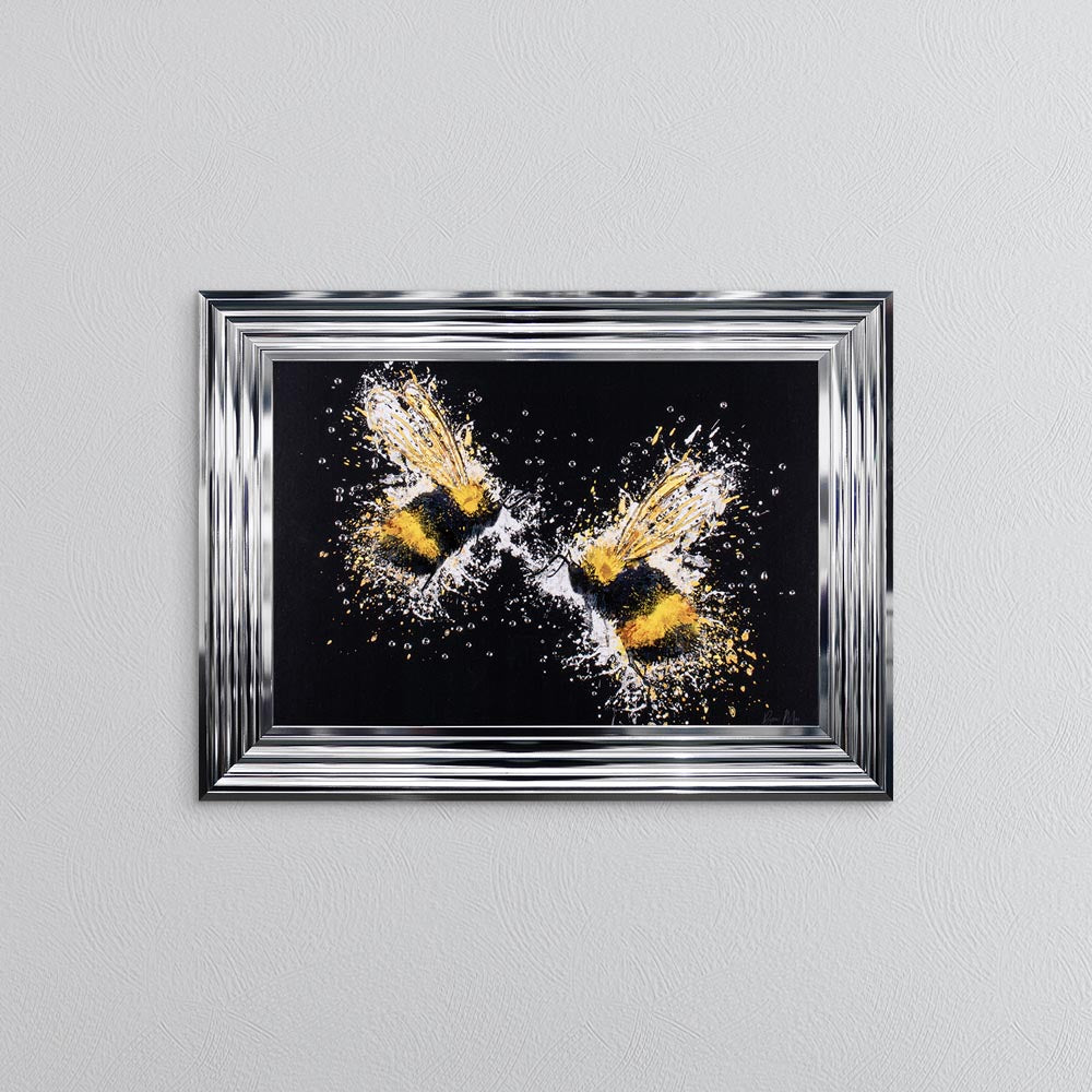 Bee Love (On Black Background) Framed Wall Art