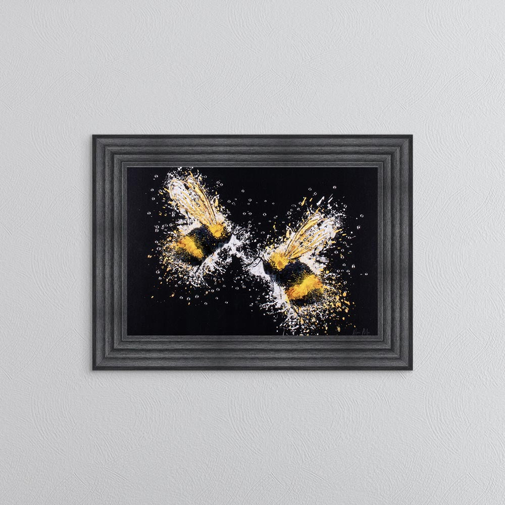 Bee Love (On Black Background) Framed Wall Art