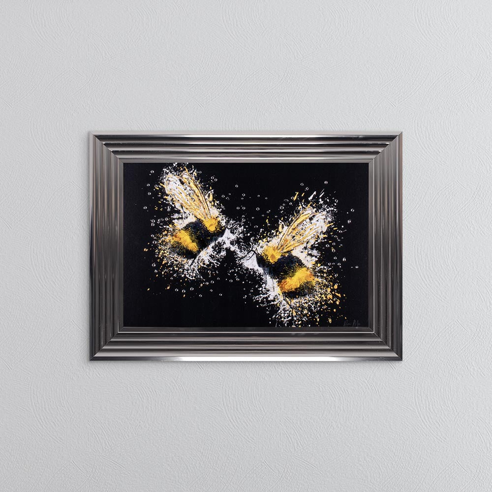 Bee Love (On Black Background) Framed Wall Art
