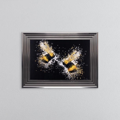 Bee Love (On Black Background) Framed Wall Art