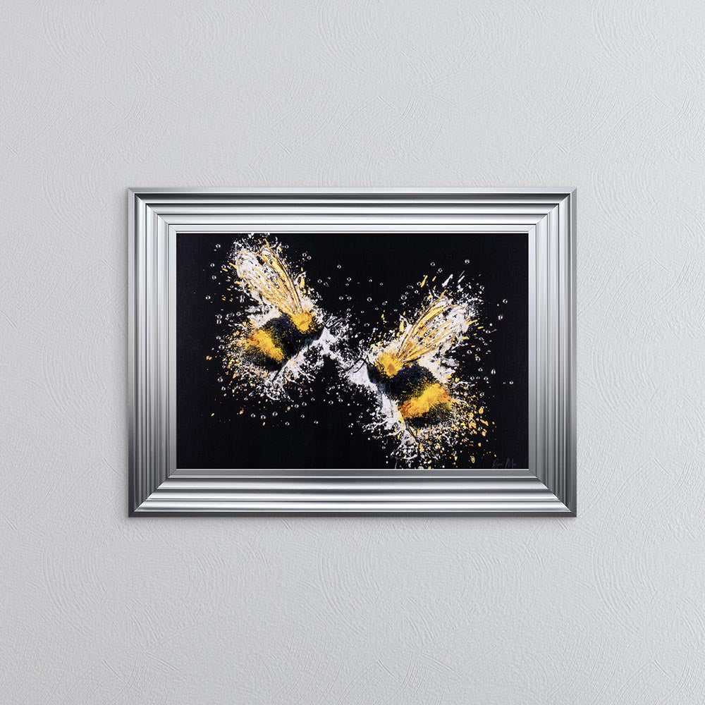 Bee Love (On Black Background) Framed Wall Art