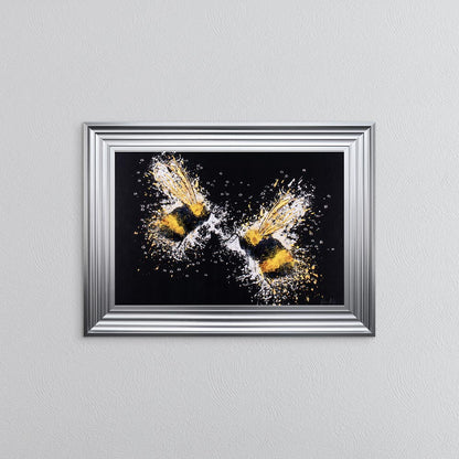 Bee Love (On Black Background) Framed Wall Art