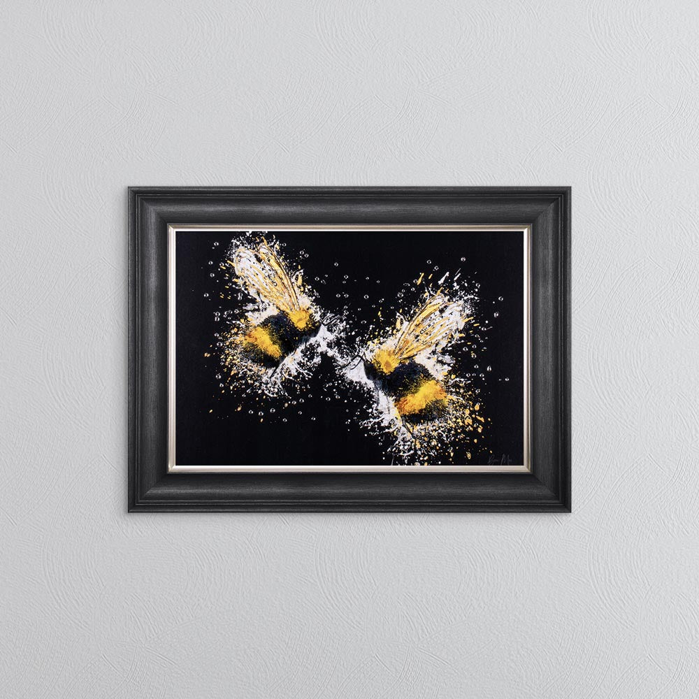Bee Love (On Black Background) Framed Wall Art