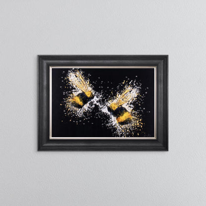 Bee Love (On Black Background) Framed Wall Art