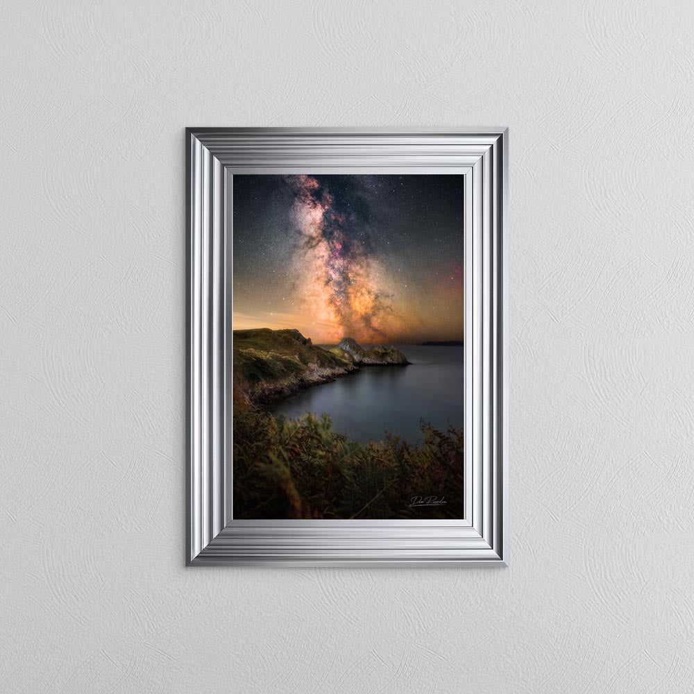 Three Cliffs Bay Milky Way Framed Wall Art