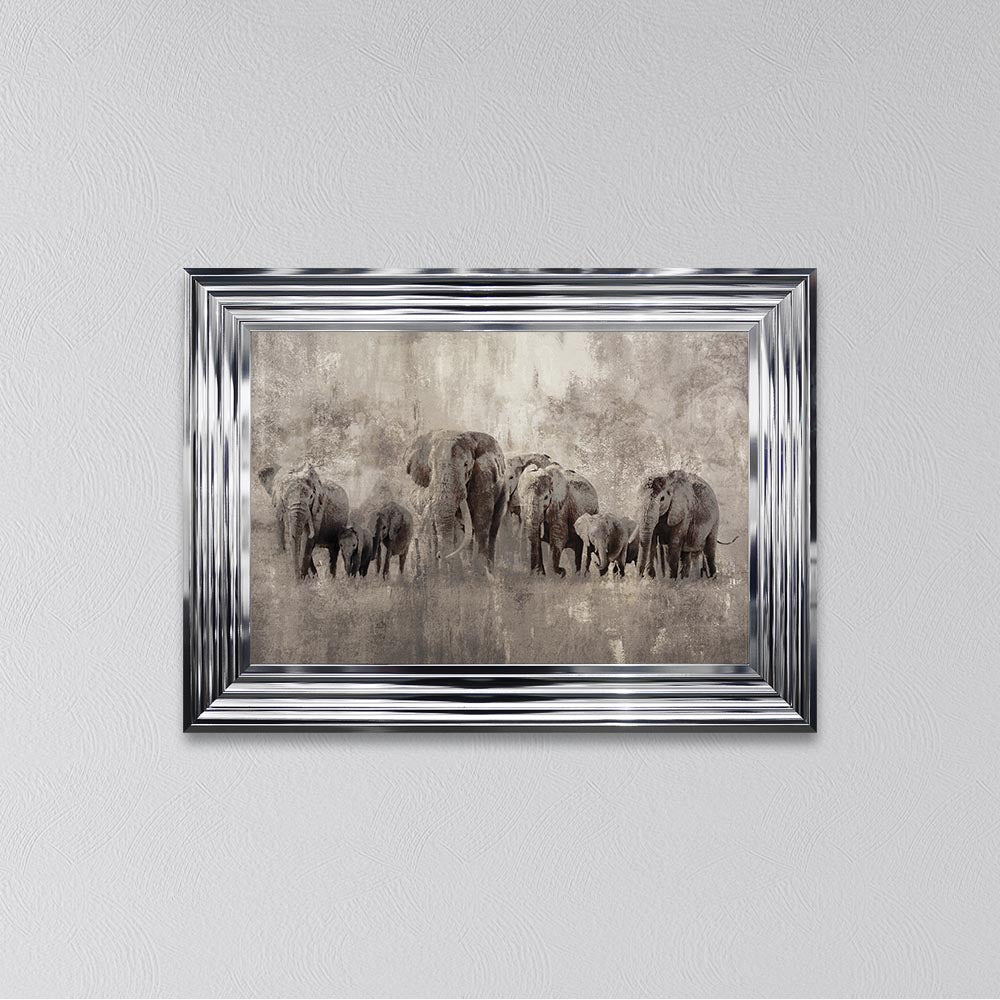 Elephants On The Move Framed Wall Art
