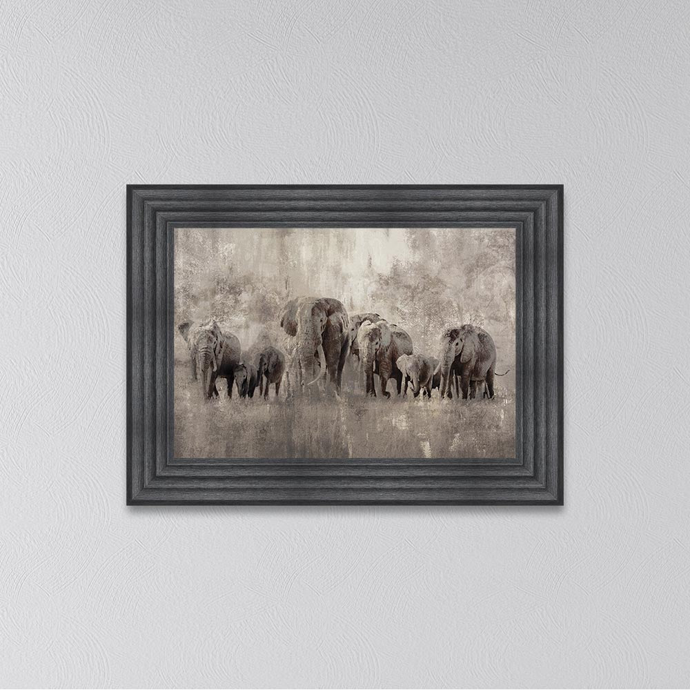 Elephants On The Move Framed Wall Art