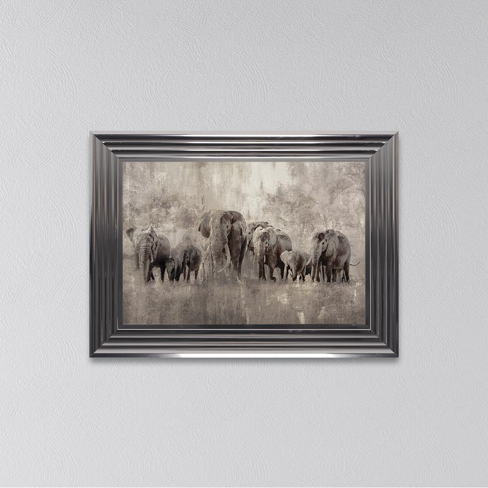 Elephants On The Move Framed Wall Art