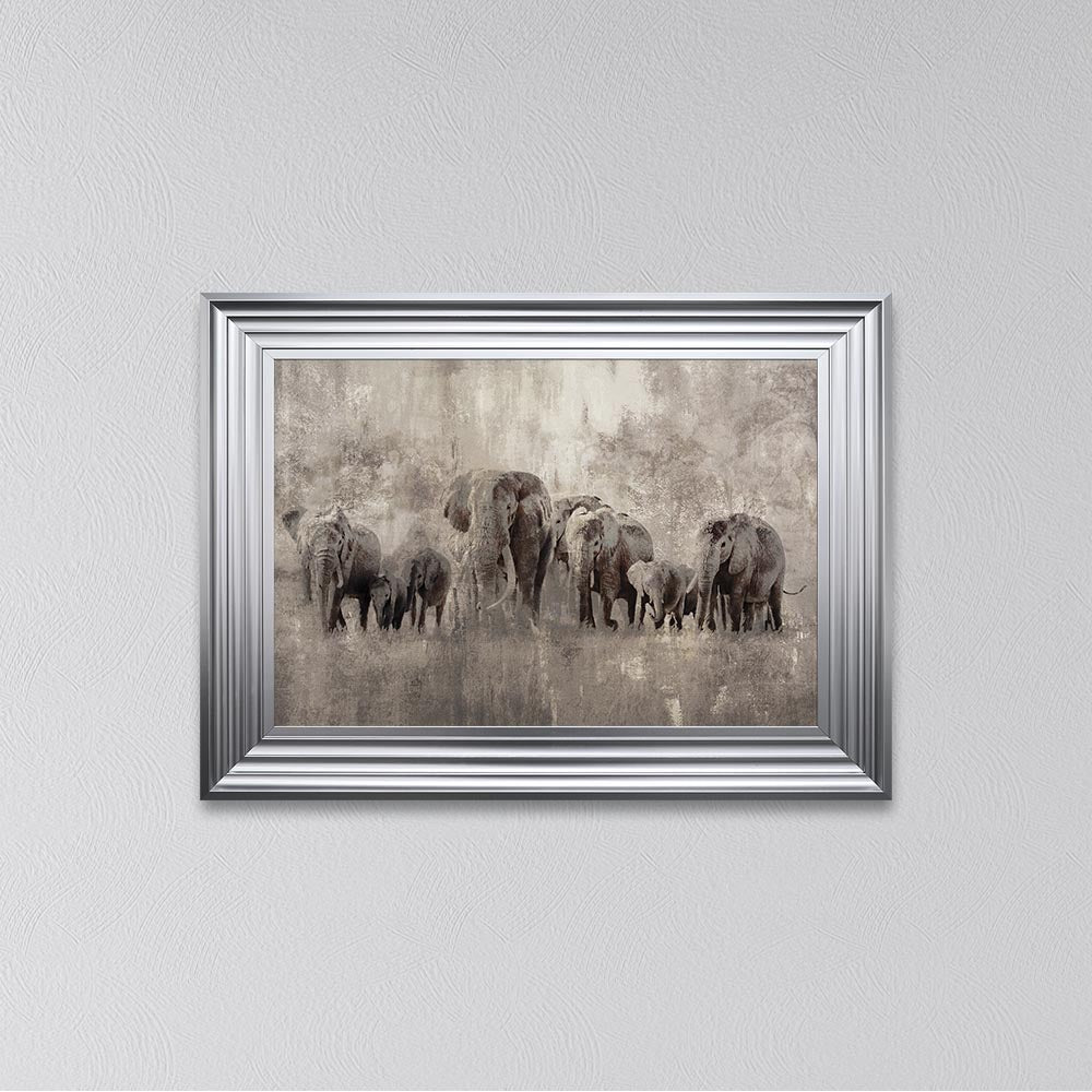 Elephants On The Move Framed Wall Art