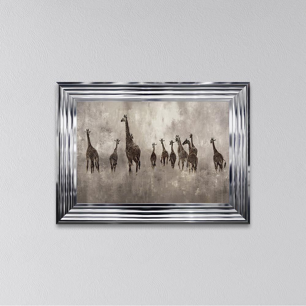 Giraffes On The Move Framed Wall Art