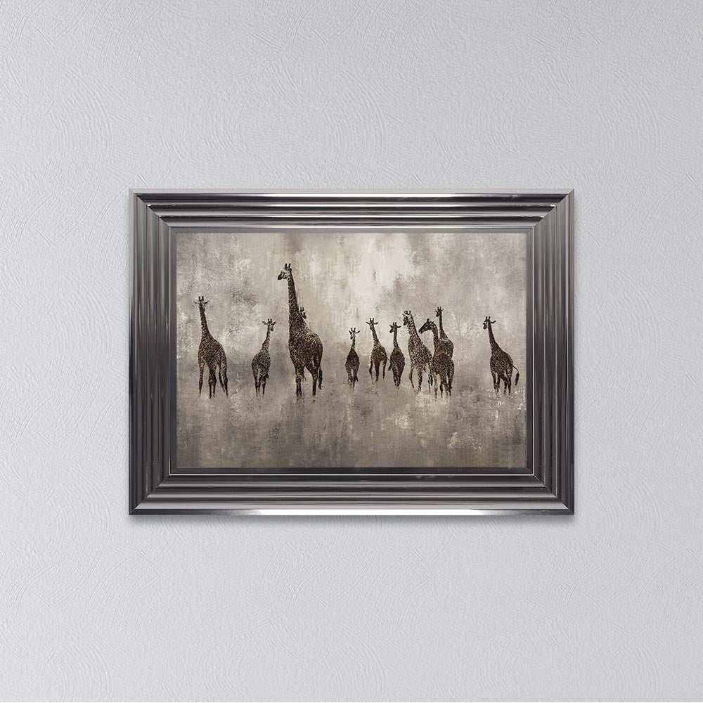 Giraffes On The Move Framed Wall Art