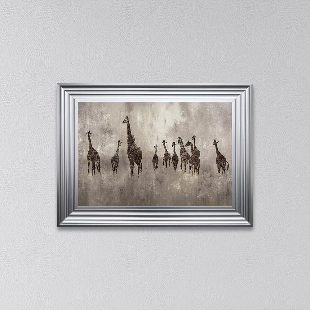 Giraffes On The Move Framed Wall Art