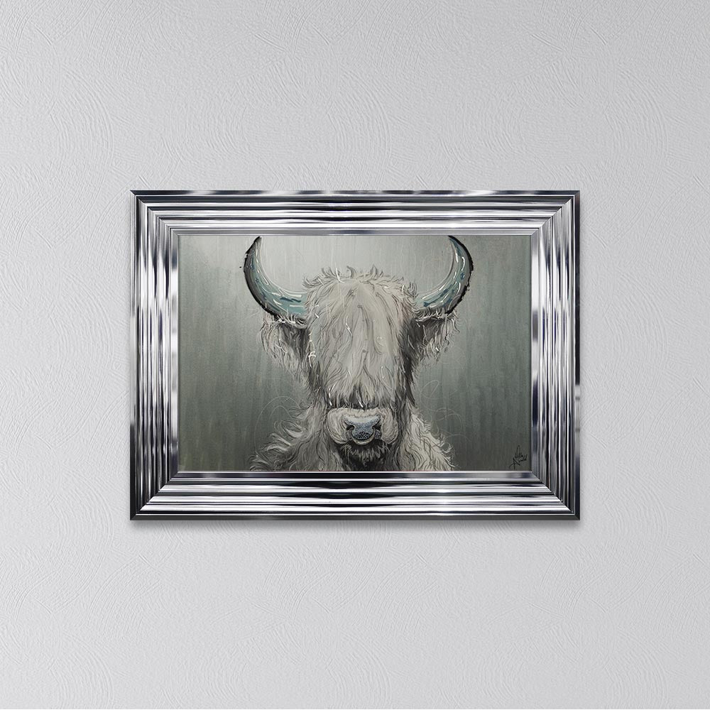 Sterling Silver Cow Framed Wall Art