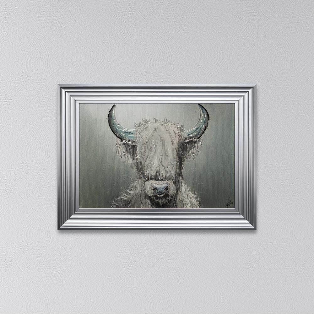 Sterling Silver Cow Framed Wall Art