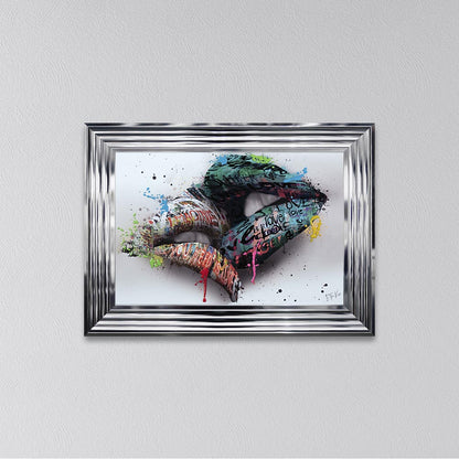 In The Kiss Blue Lips Framed Wall Art