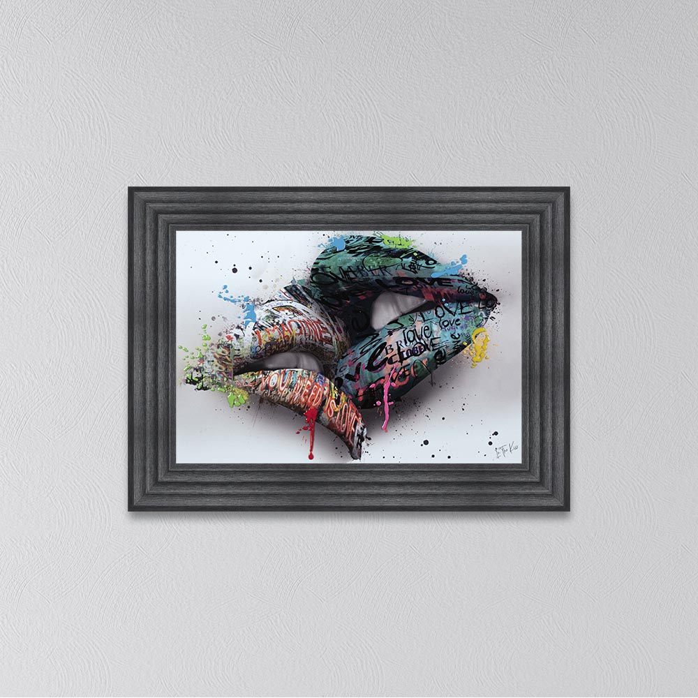 In The Kiss Blue Lips Framed Wall Art