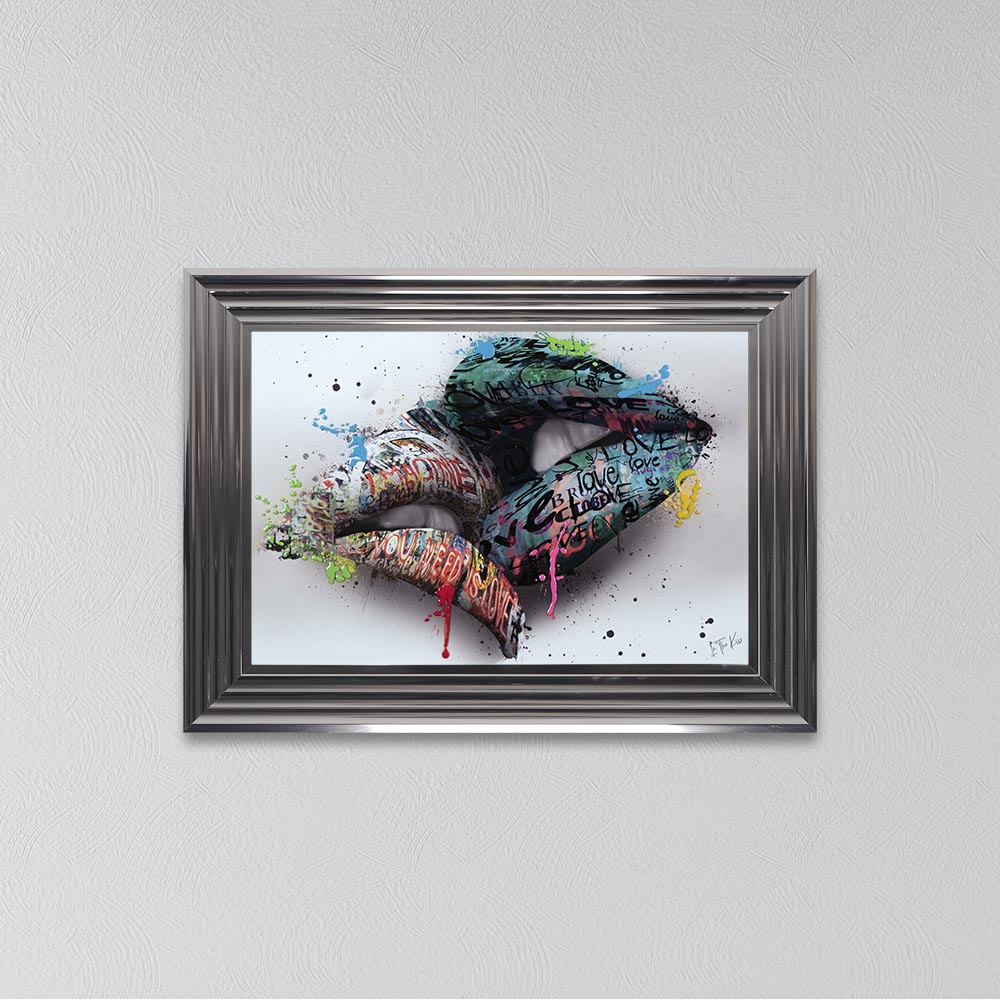 In The Kiss Blue Lips Framed Wall Art