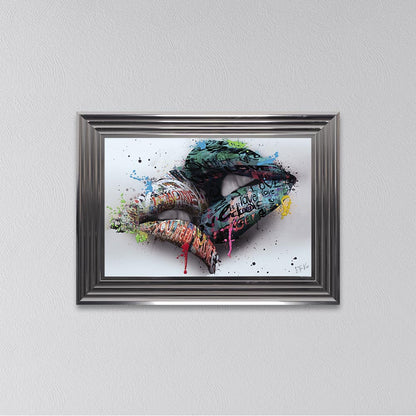 In The Kiss Blue Lips Framed Wall Art