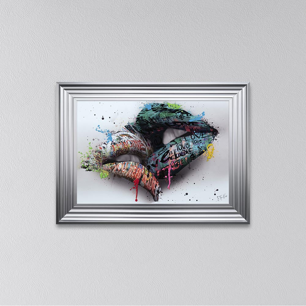 In The Kiss Blue Lips Framed Wall Art