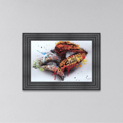 In The Kiss Orange Lips Framed Wall Art
