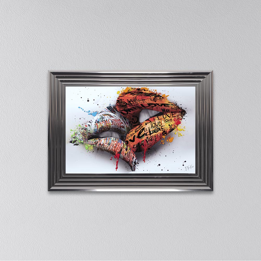 In The Kiss Orange Lips Framed Wall Art