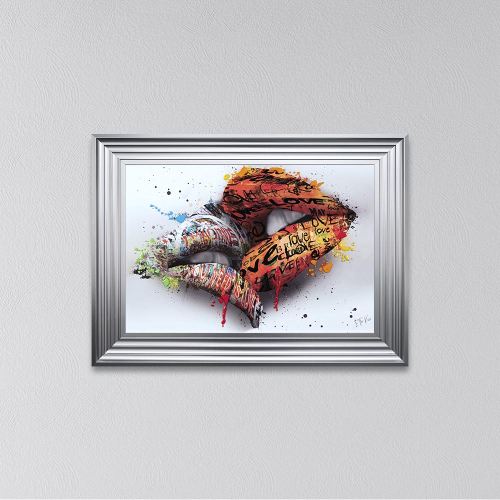 In The Kiss Orange Lips Framed Wall Art